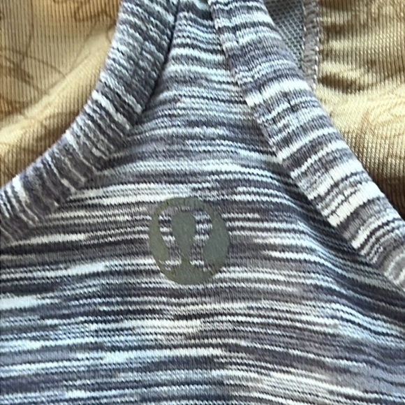 Lululemon gray striped tank top with built in bra. Size small - Picture 3 of 4